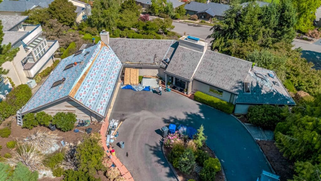 Drone footage of roof installation in Cherokee