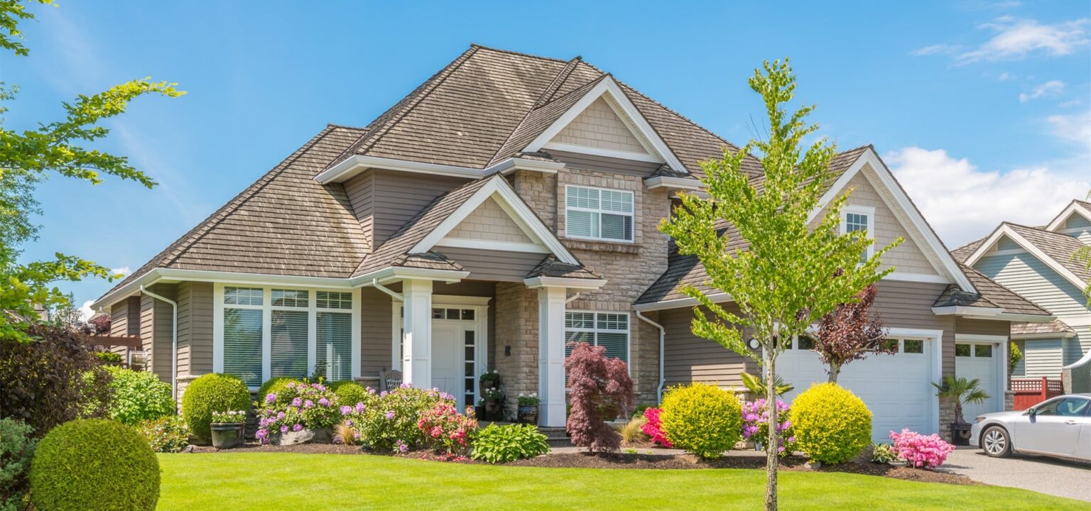 Exterior of beautiful home in daylight