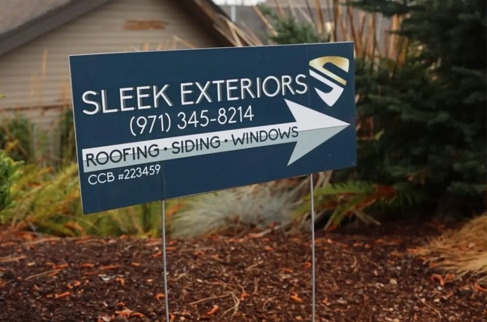 Image of Sleek Exteriors sign in yard